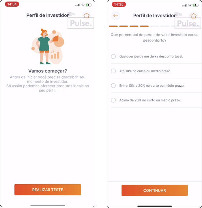 Banco Inter onboarding screens.