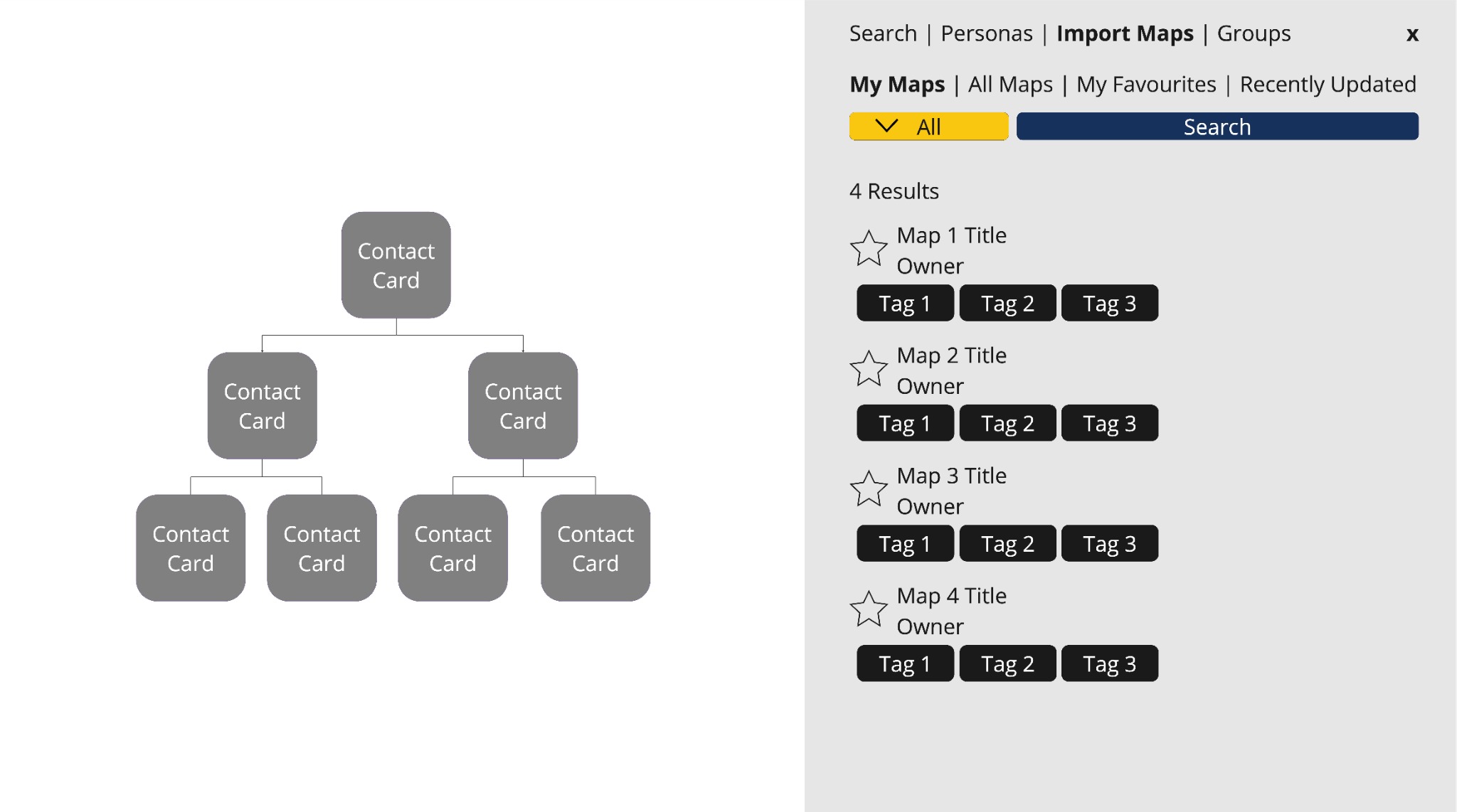 Low fidelity - Import Maps panel showing related maps.