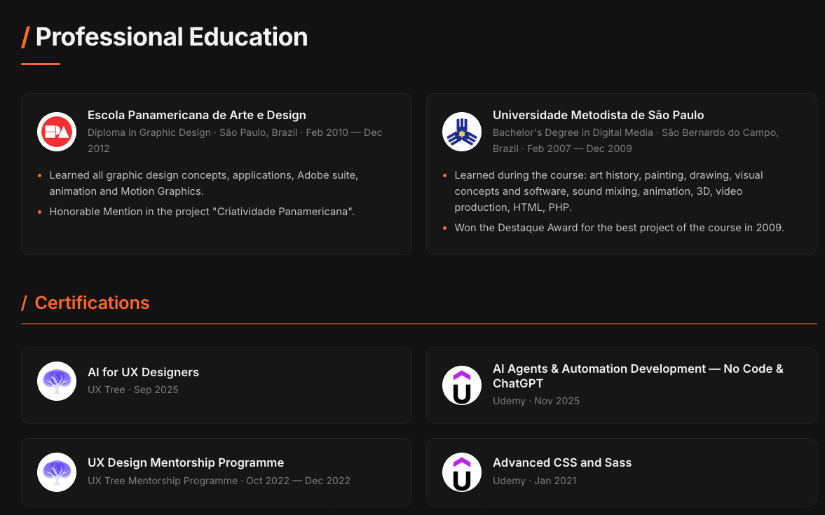 Education section.